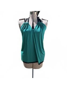 Aqua Women's Green and Black halter top